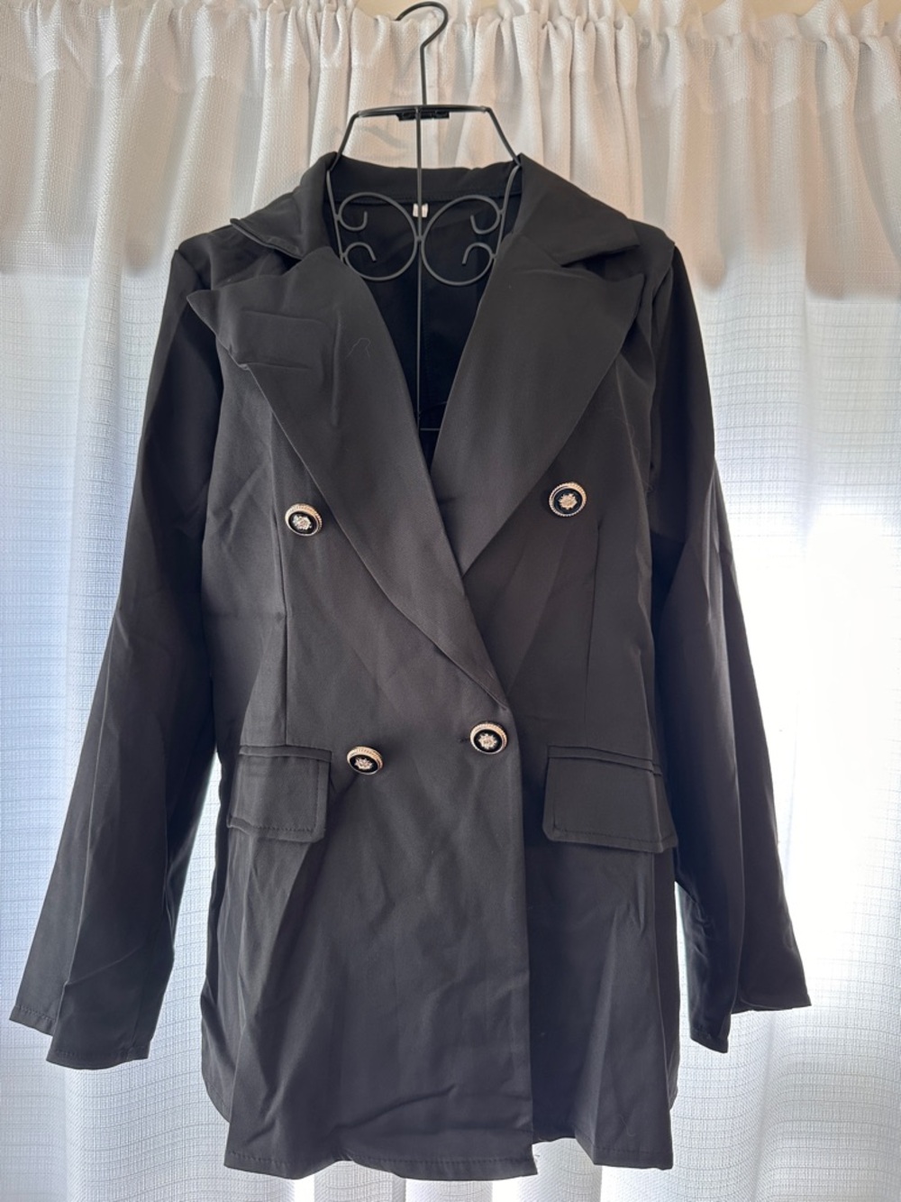 Black Double-Breasted Women's Blazer Jacket Size M